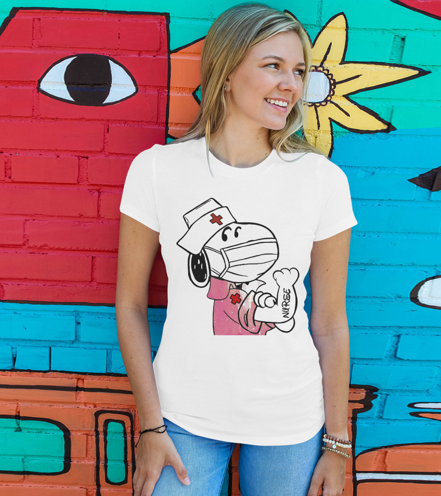 Snoopy Nurse With Arm Tattoo Showing Strength T-Shirt