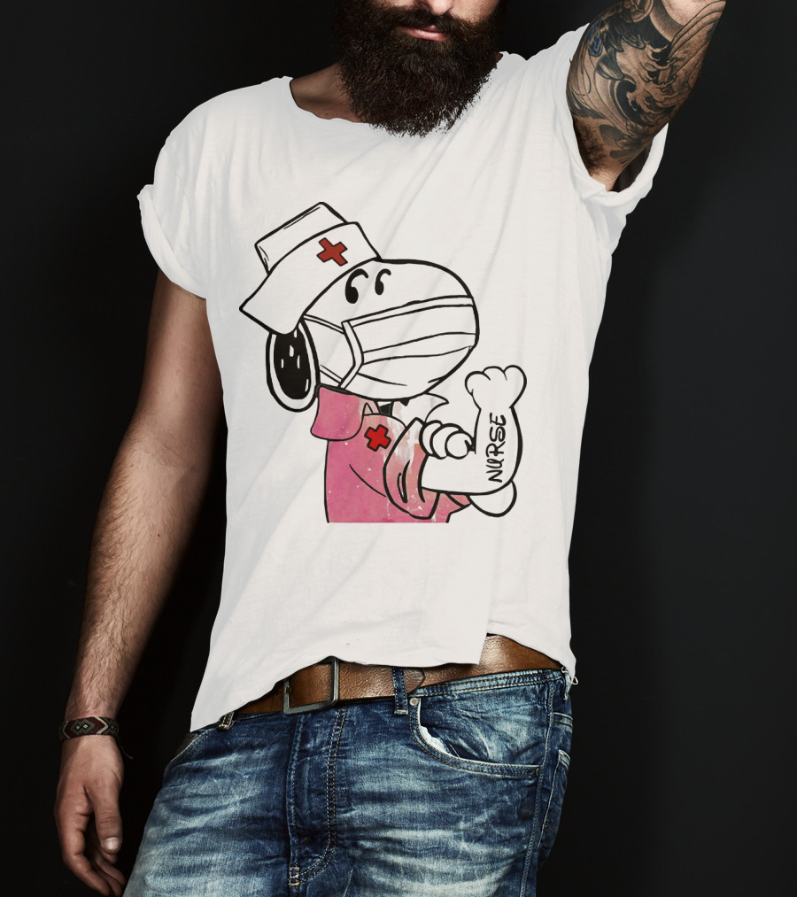 Snoopy Nurse With Arm Tattoo Showing Strength T-Shirt