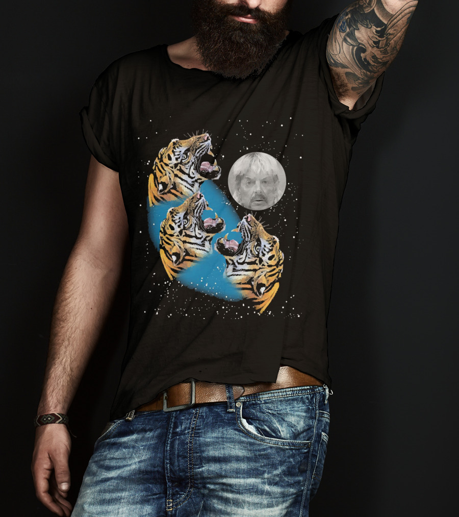 Joe Exotic Moon Three Tiger King Roaring Tiger Ladies T-Shirt