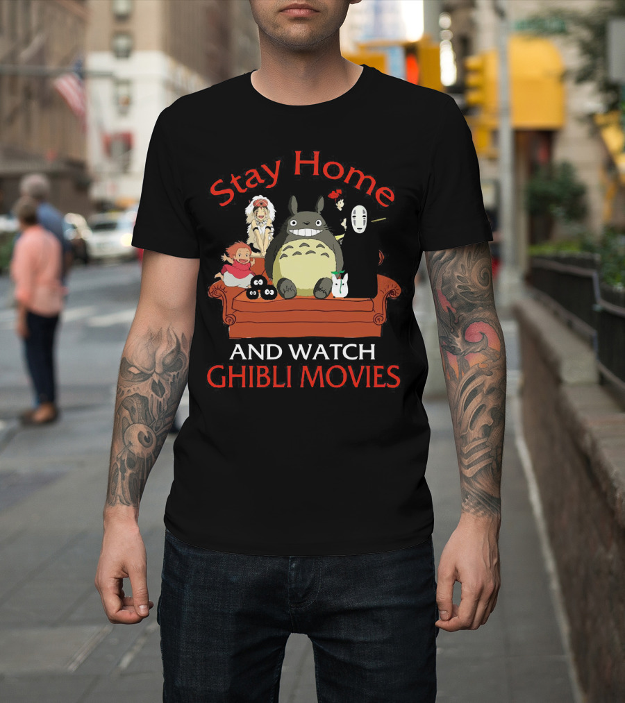 Stay Home And Watch Ghibli Movies Totoro No Face Characters Couch T-Shirt