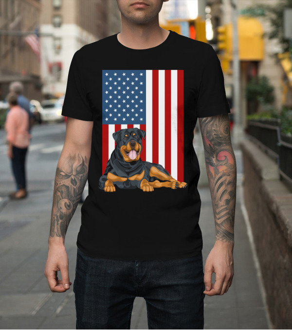 Shirt: American Flag USA Pet Rottweiler Dog 194 T-Shirt American Flag USA Pet Rottweiler Dog 194 T-Shirt