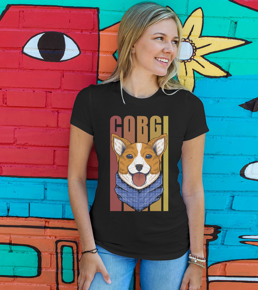 Corgi Dog Bandana Retro 158 T-Shirt