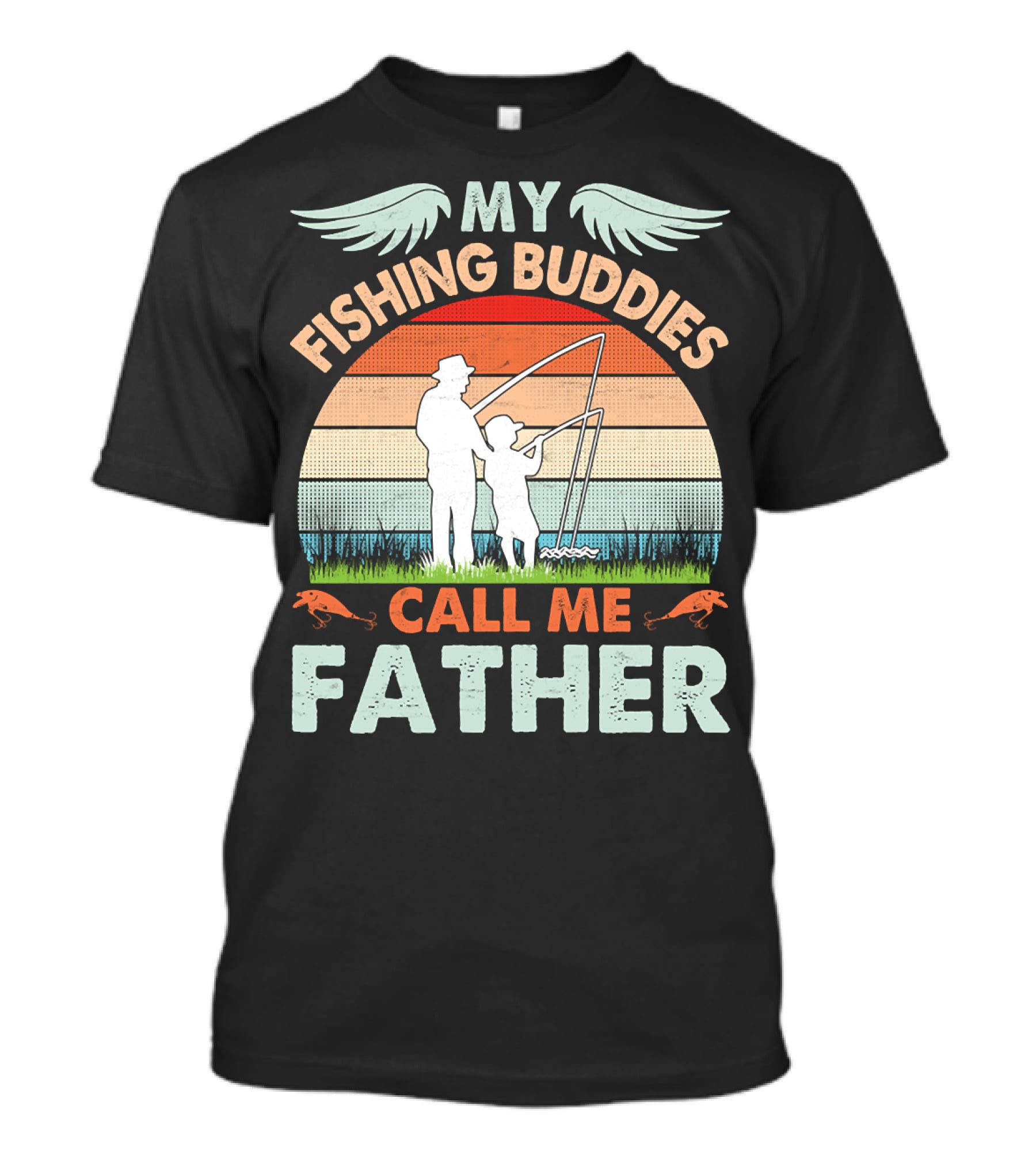 My Fishing Buddies Call Me Father Retro Sunset T-Shirt