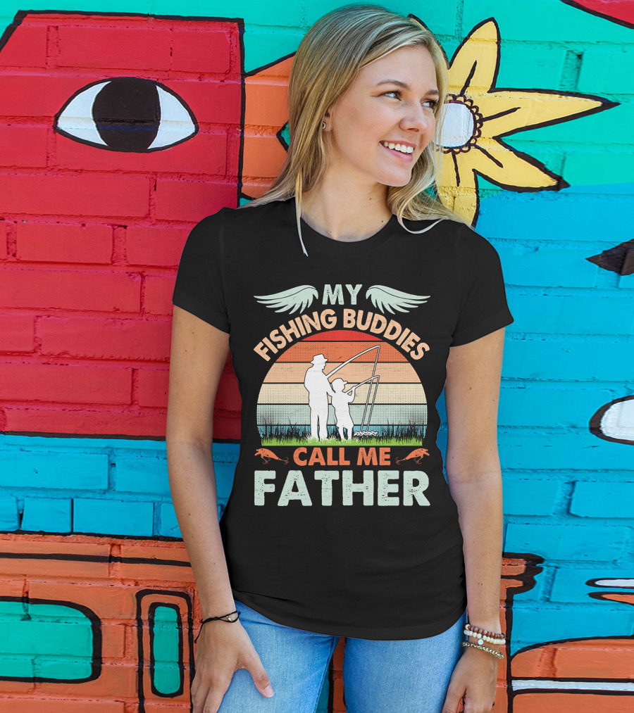 My Fishing Buddies Call Me Father Retro Sunset T-Shirt
