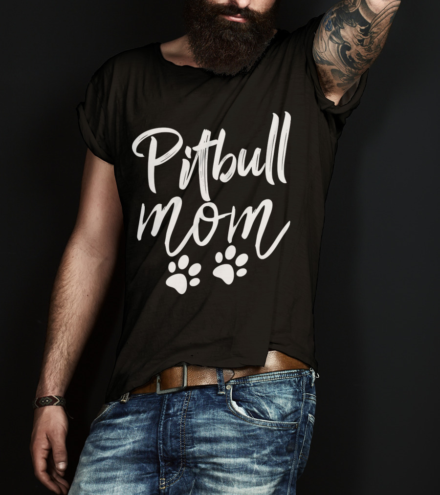 Pitbull Mom With Paw Prints 121 T-Shirt