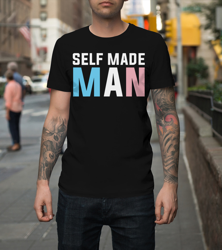 Self Made Man Transgender Pride Blue Pink White T-Shirt