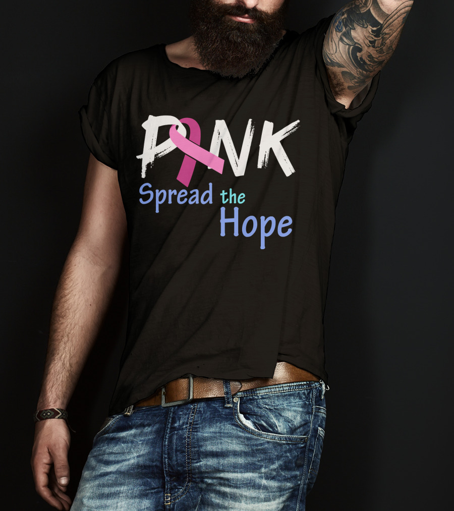 Pink Ribbon Spread The Hope Breast Cancer Awareness Support T-Shirt