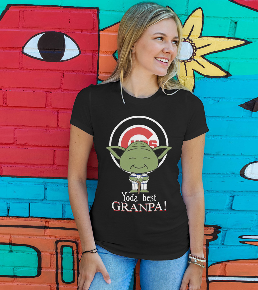 Chicago Cubs Yoda Best Granpa Iconic Logo Fan Favorite T-Shirt