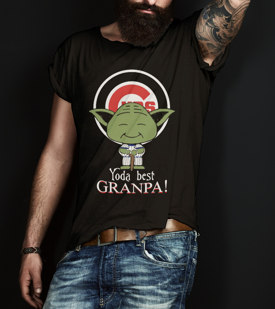 Chicago Cubs Yoda Best Granpa Iconic Logo Fan Favorite T-Shirt