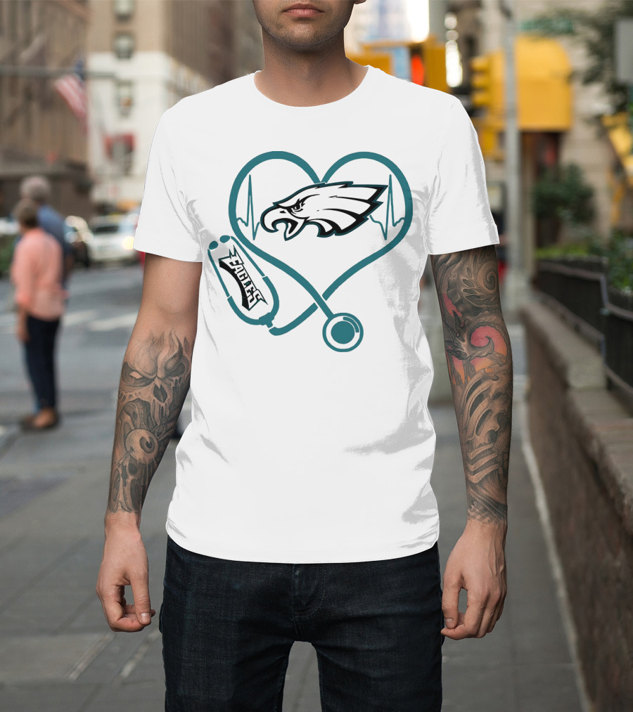 Stethoscopes Heartbeat Philadelphia Eagles T-Shirt