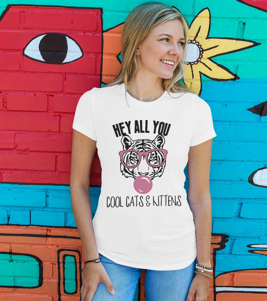 Tiger King Hey All You Cool Cats And Kittens Bubblegum Pink Glasses Tiger T-Shirt