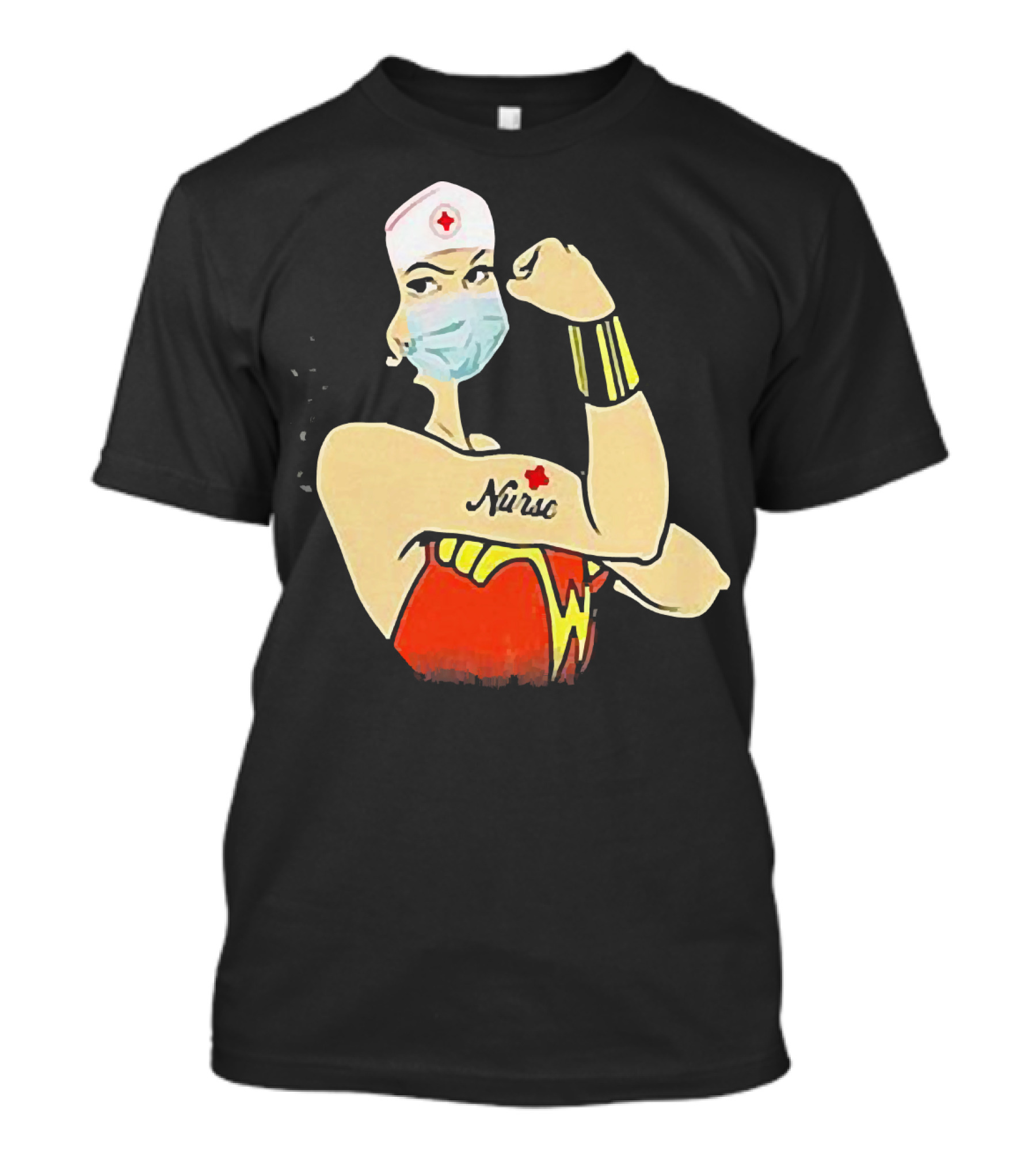 Wonder Woman Nurse Masked Tattoo Flexing T-Shirt