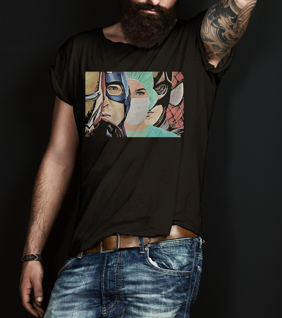 Superheroes Nurse Saved The World Iron Man Captain America Batman Spiderman T-Shirt