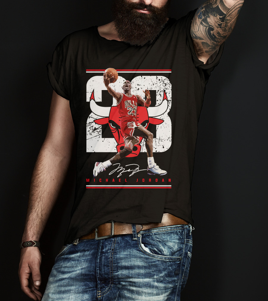 Michael Jordan Bulls 23 Iconic Dunk Signature T-Shirt