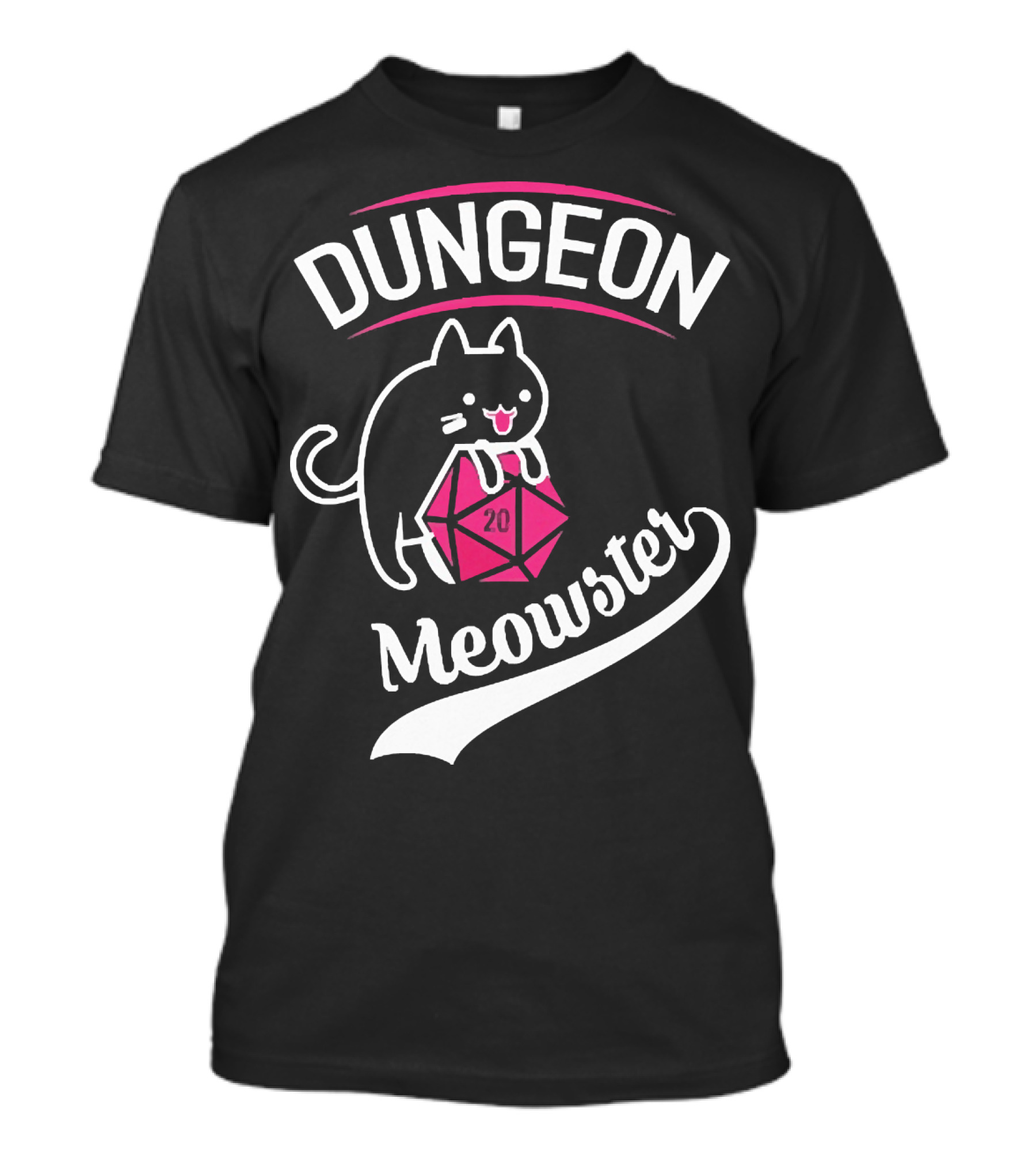 Dungeon Meowster Cat Holding D20 Dice T-Shirt