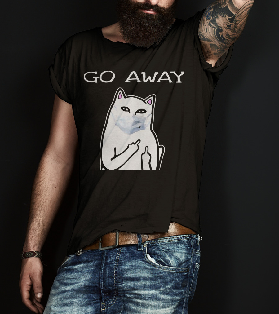 Go Away Cat White Mask T-Shirt