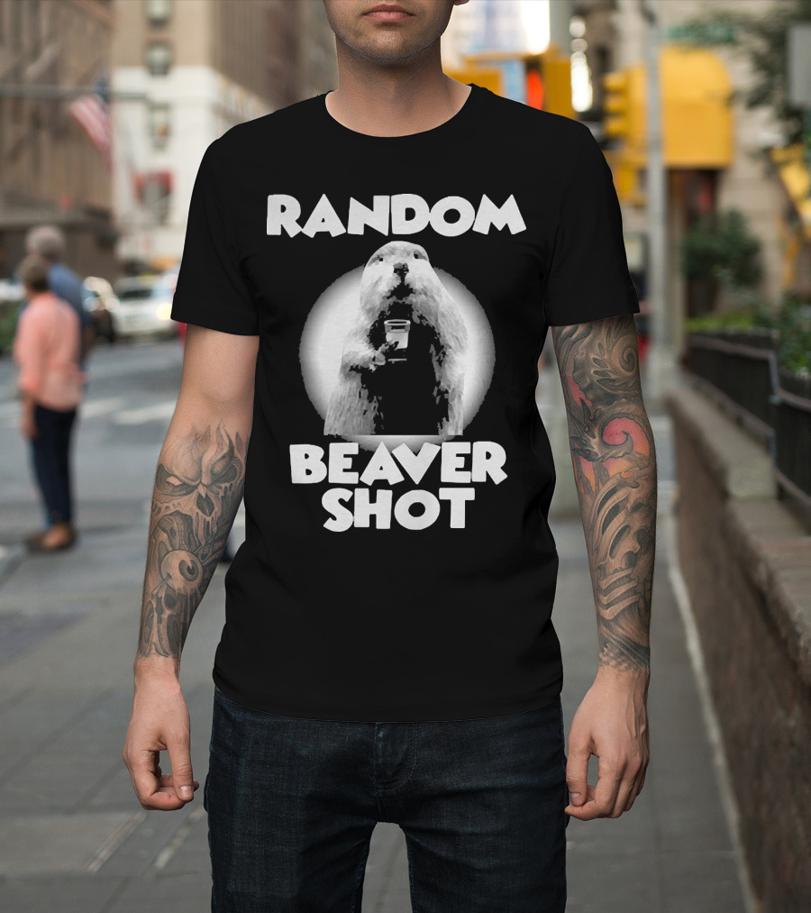 Random Beaver Shot Holding Drink T-Shirt