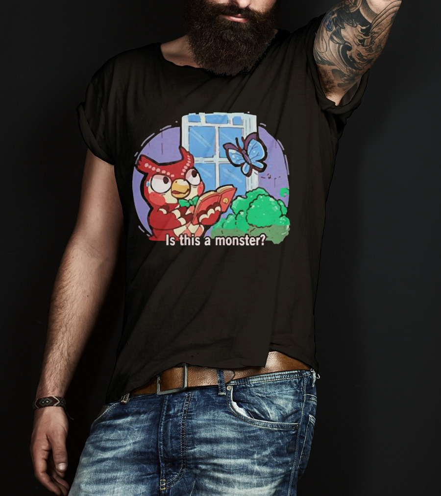 Owl Is This A Monster With Book And Butterfly By Window T-Shirt
