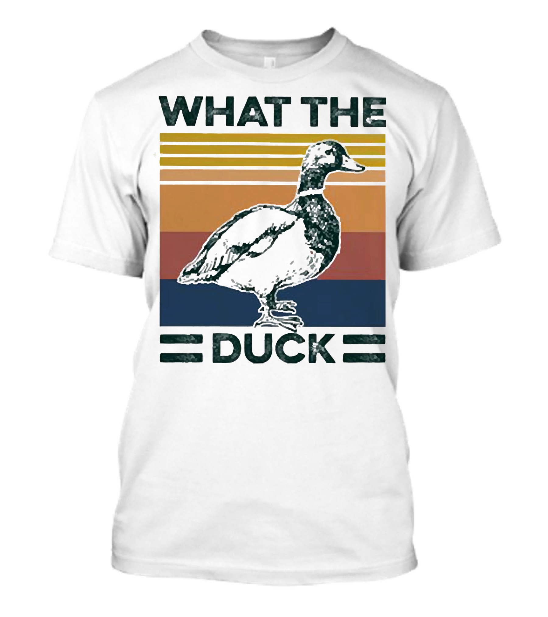 What The Duck Vintage Style Retro Stripes Duck Image T-Shirt