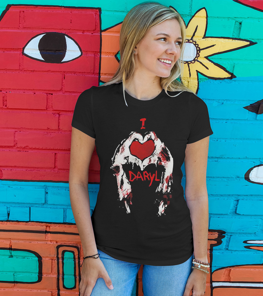 I Love Daryl The Walking Dead Zombie Heart Wings T-Shirt