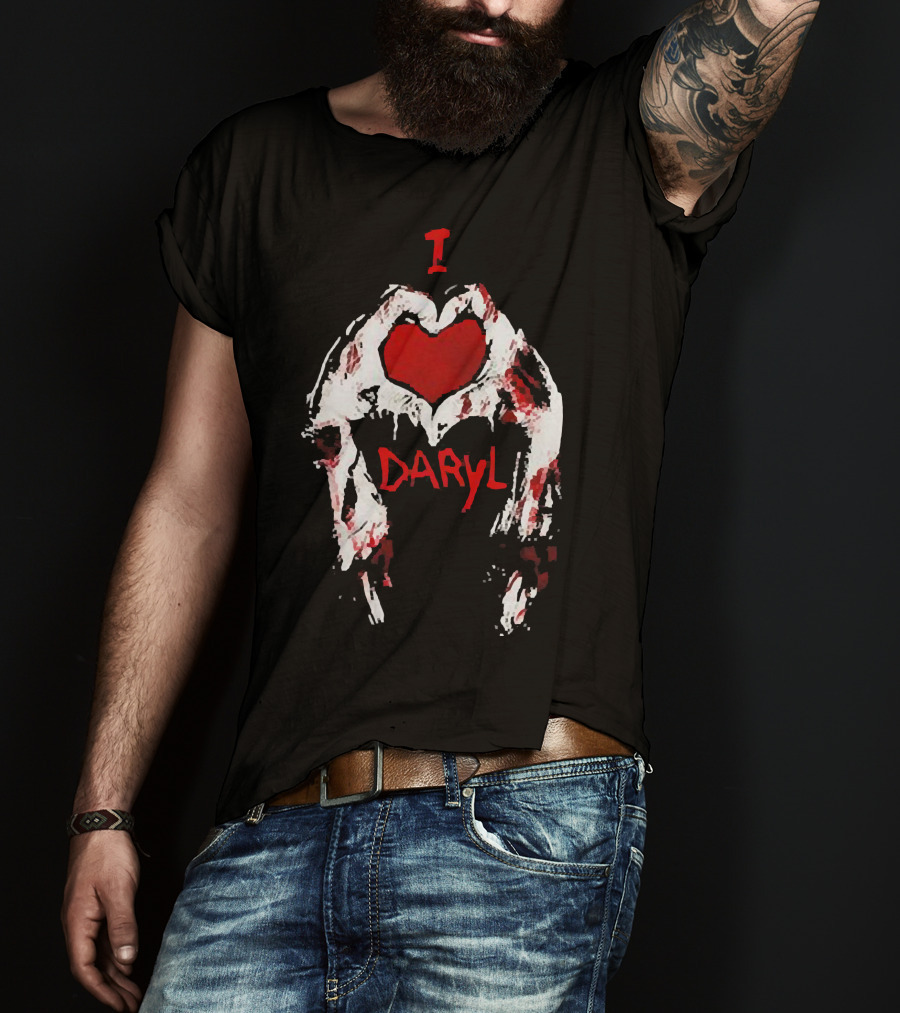 I Love Daryl The Walking Dead Zombie Heart Wings T-Shirt