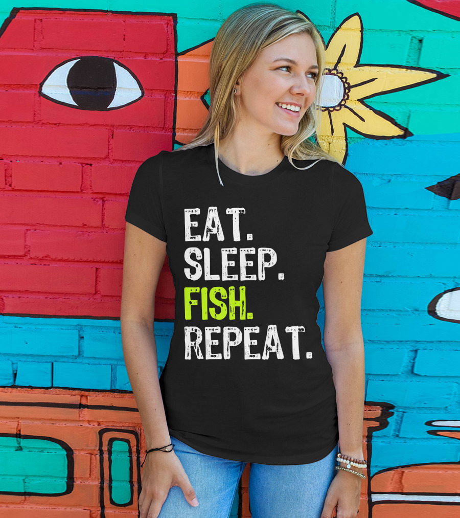 Eat Sleep Fish Repeat Funny Fishing 148 T-Shirt