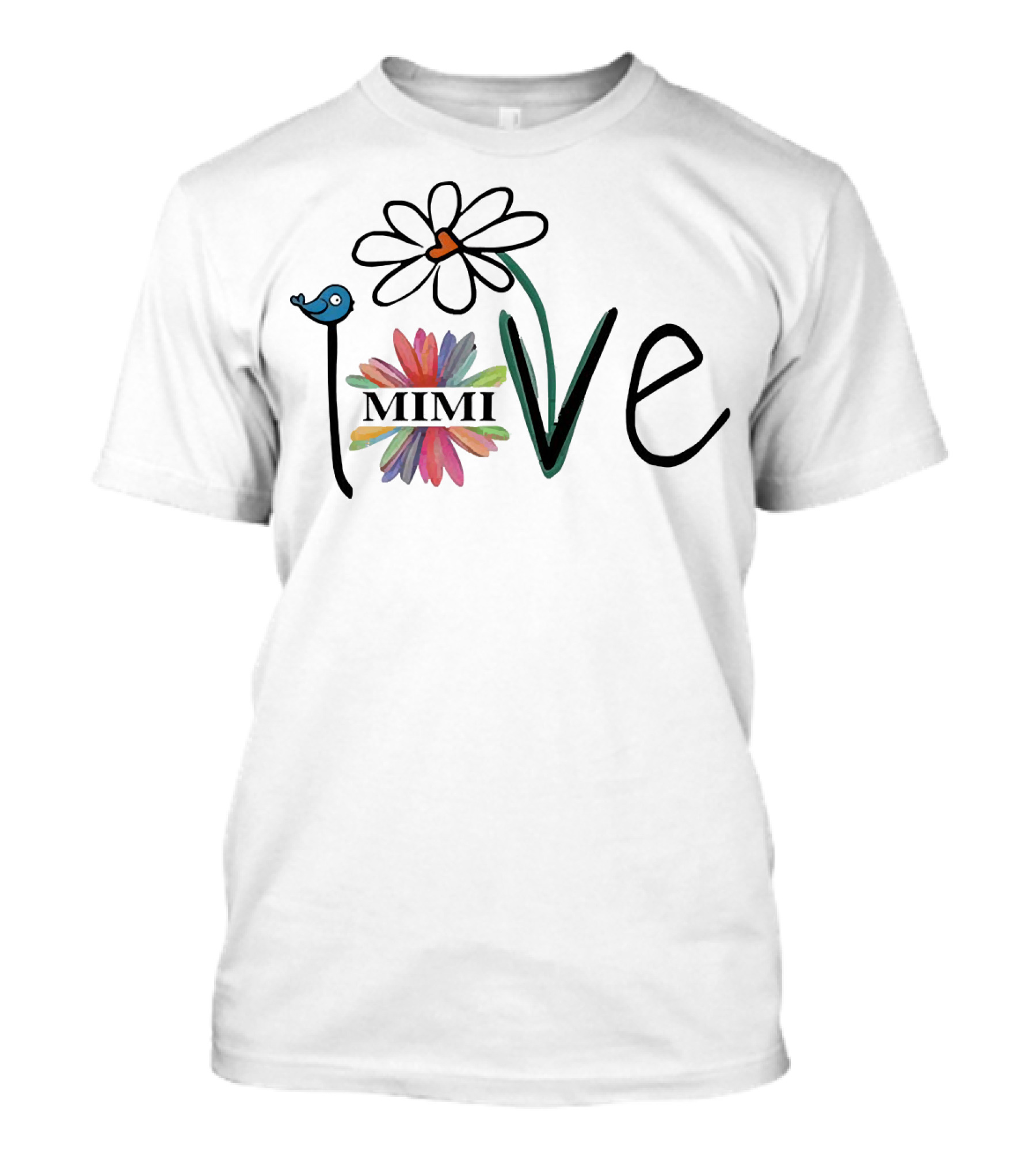 Mimi Love Floral Heart Woman Mom Life T-Shirt