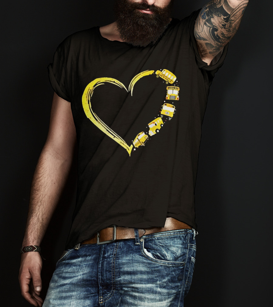 Heart-Shaped Yellow School Bus Journey Love Back To School T-Shirt