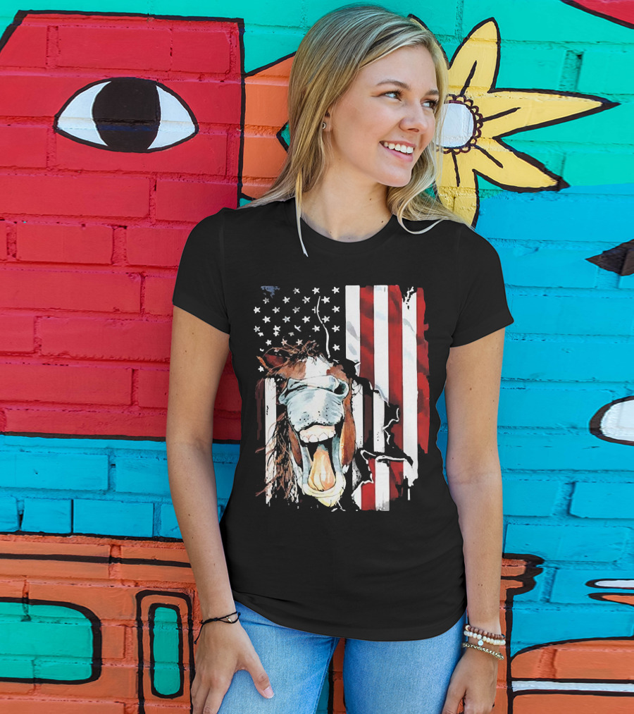 Horse Face American Flag Heritage T-Shirt