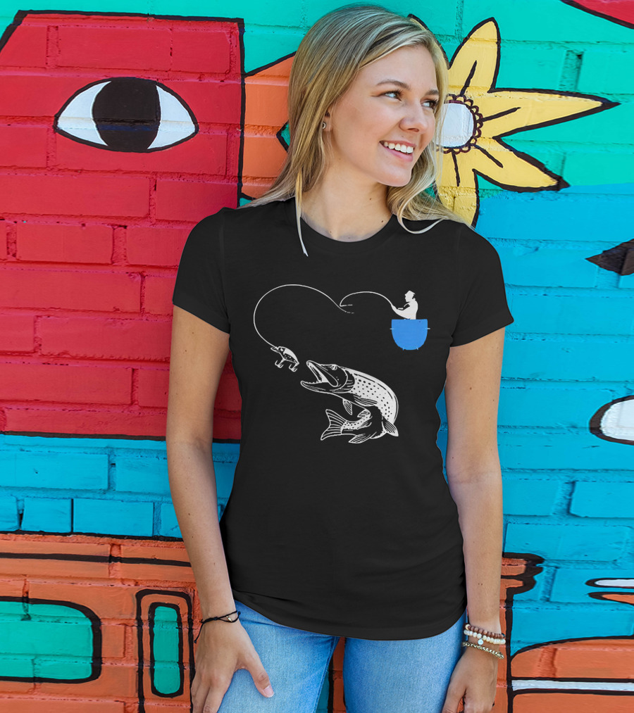 Fishing From The Pocket With A Giant Fish T-Shirt