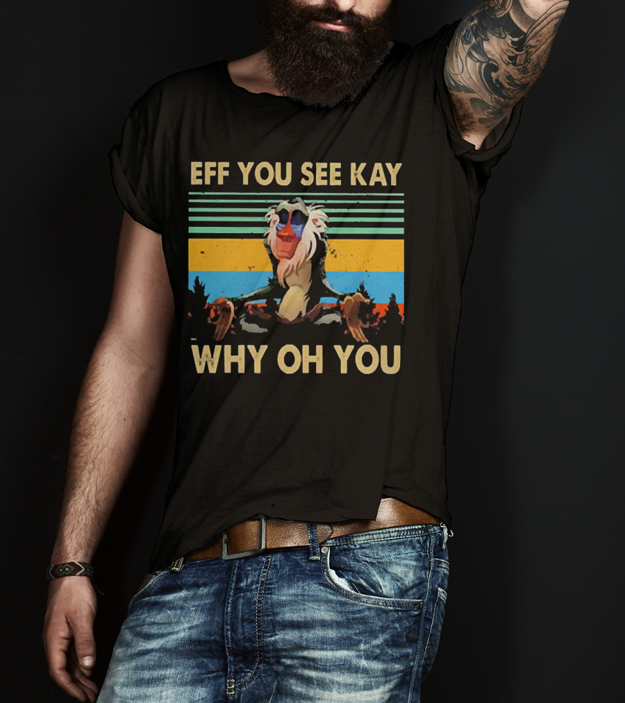 Eff You See Kay Why Oh You Yoga Monkey Retro Sunset T-Shirt