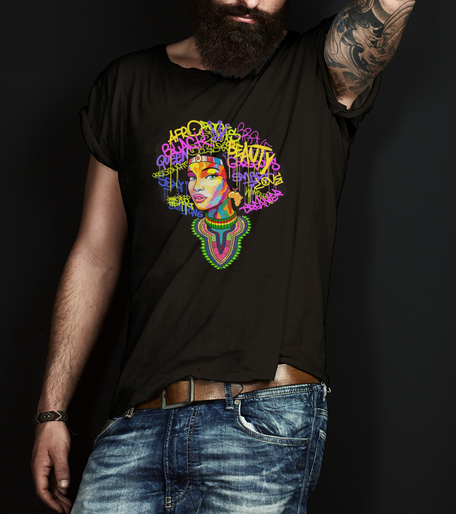 Afro Dashiki Queen Black Beauty Pride Culture Respect Goddess Melanin Love Power T-Shirt