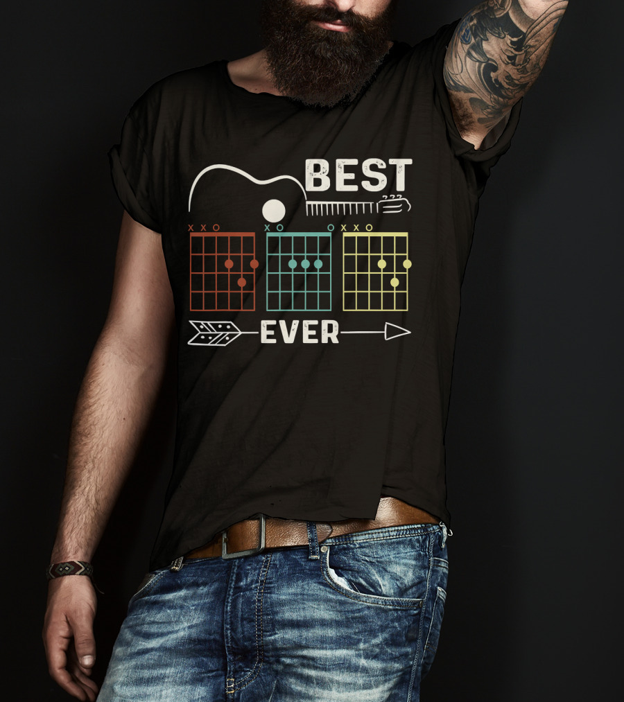 Best Dad Ever Guitar Chords Rock Music Player T-Shirt