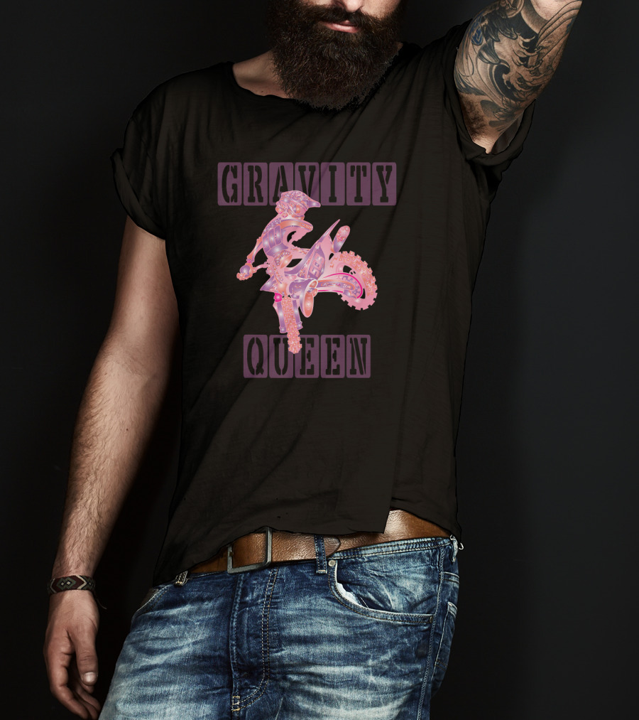 Gravity Queen Dirt Bike Rider Motocross Gravity Check T-Shirt