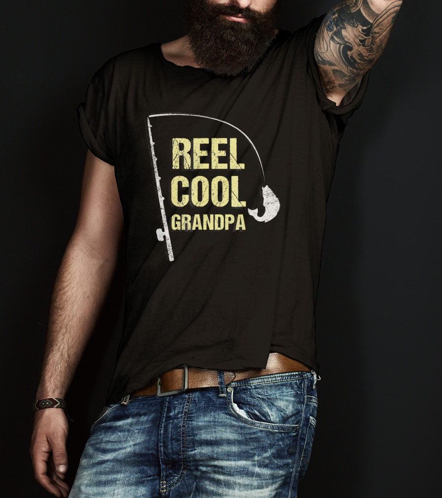 Reel Cool Grandpa Fishing Grandpa Funny Dad Fisherman T-Shirt