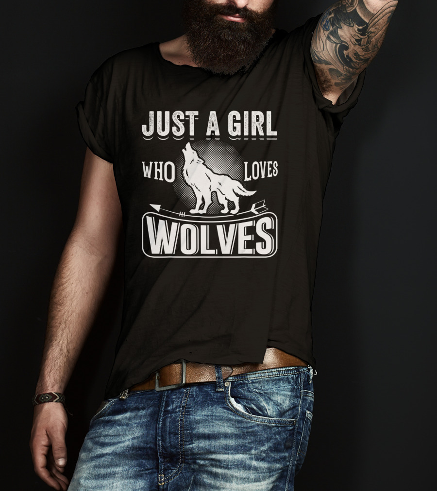 Just A Girl Who Loves Wolves Howling Wolf With Arrow T-Shirt