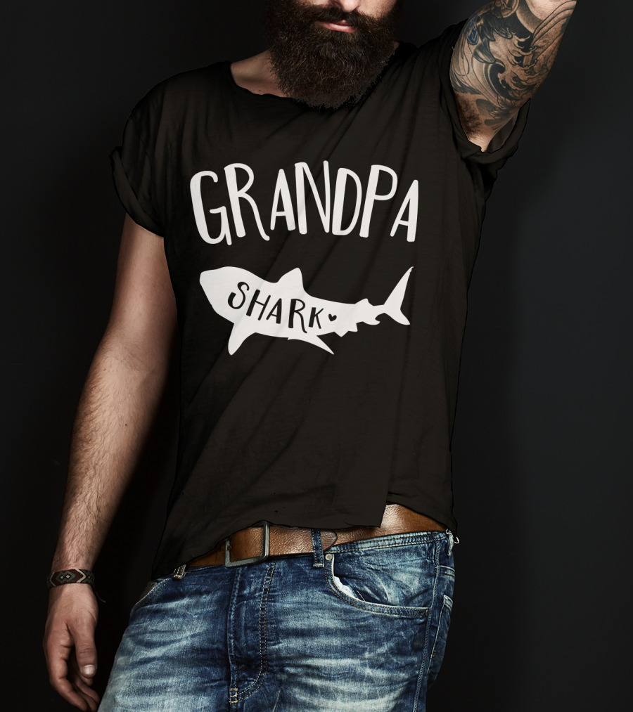 Grandpa Shark Doo Doo Playful Ocean Family Fun T-Shirt