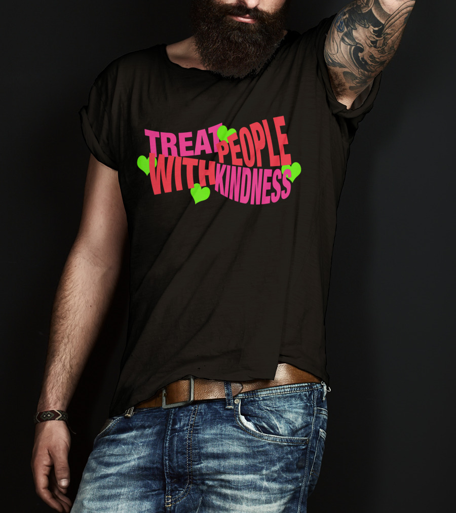 Treat People With Kindness Neon Hearts T-Shirt