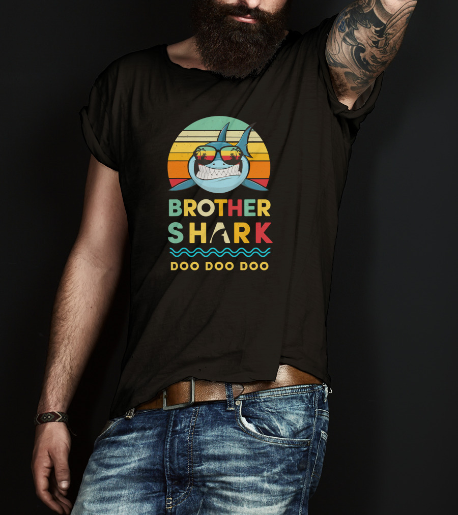 Brother Shark Doo Doo Doo Retro Sunglasses Kids Toddler T-Shirt