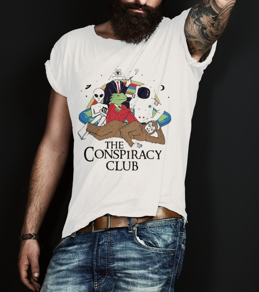 Alien Bigfoot Astronaut Conspiracy Club With Reptilian And Secret Symbols T-Shirt