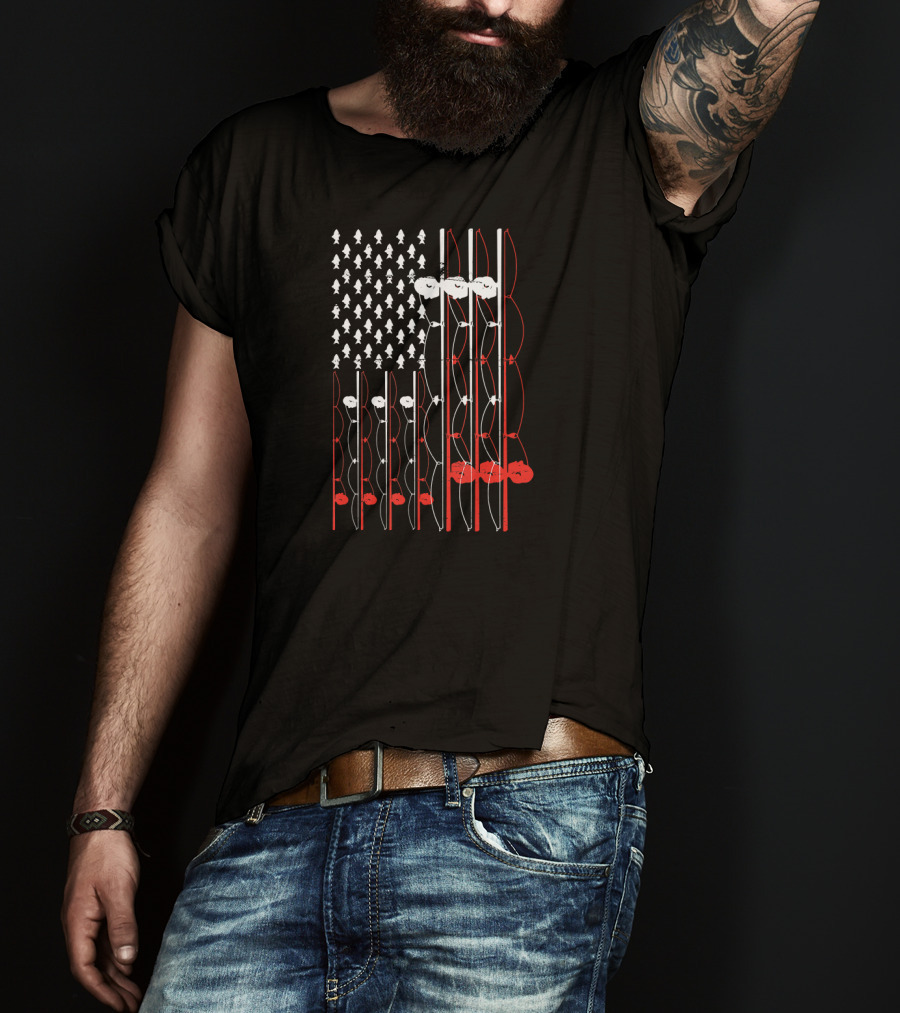 American Fisherman Flag Rod Lure Fishing Lover T-Shirt
