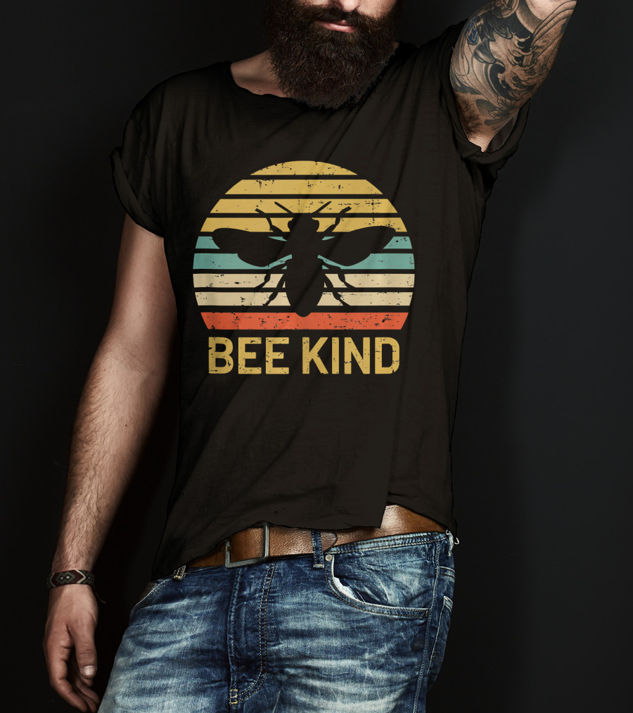 Bee Kind Vintage Style Honey Bee Silhouette Awareness T-Shirt
