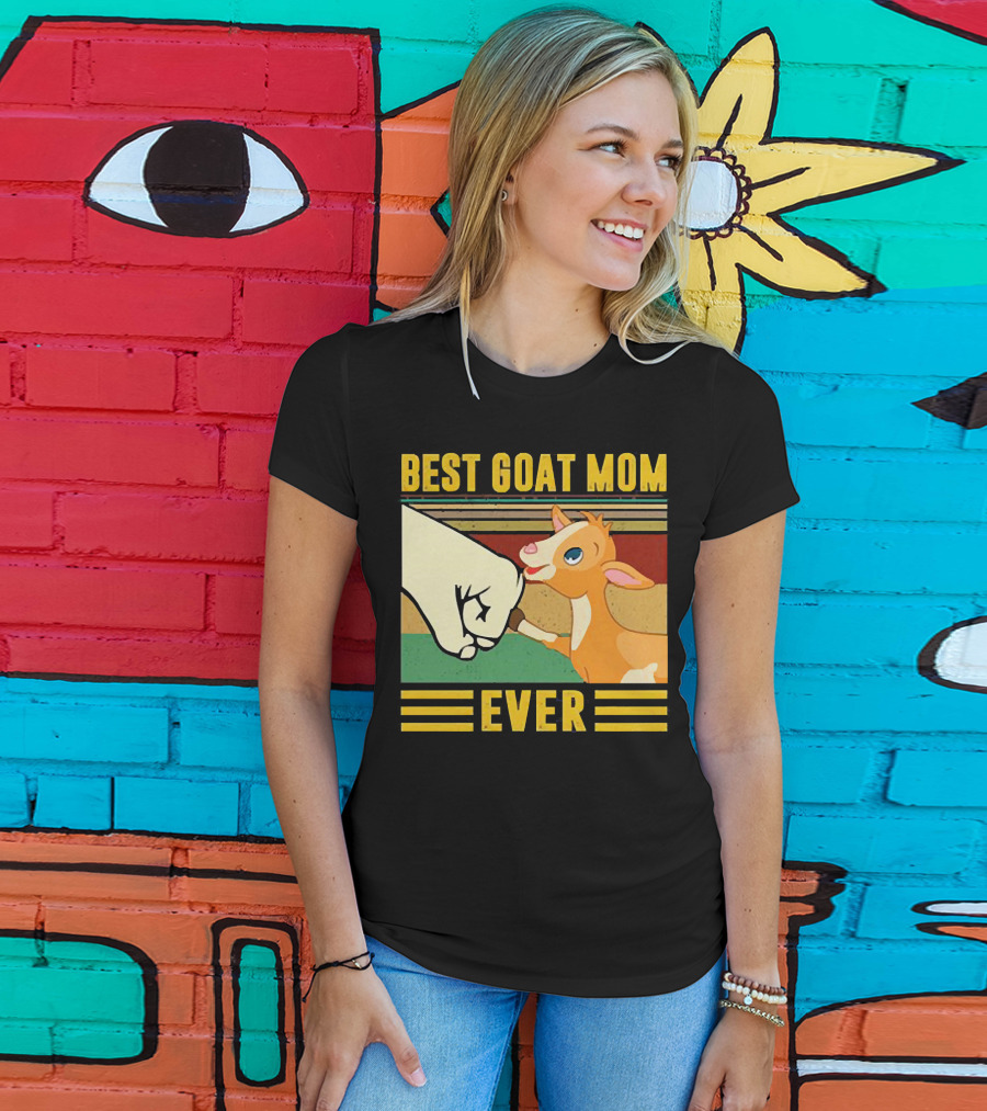 Best Goat Mom Ever Fist Bump With Adorable Cartoon Kid T-Shirt