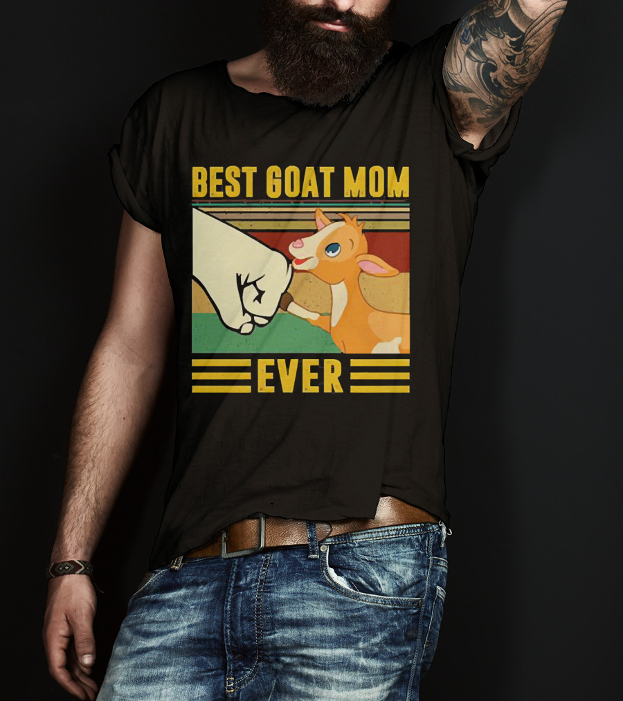 Best Goat Mom Ever Fist Bump With Adorable Cartoon Kid T-Shirt