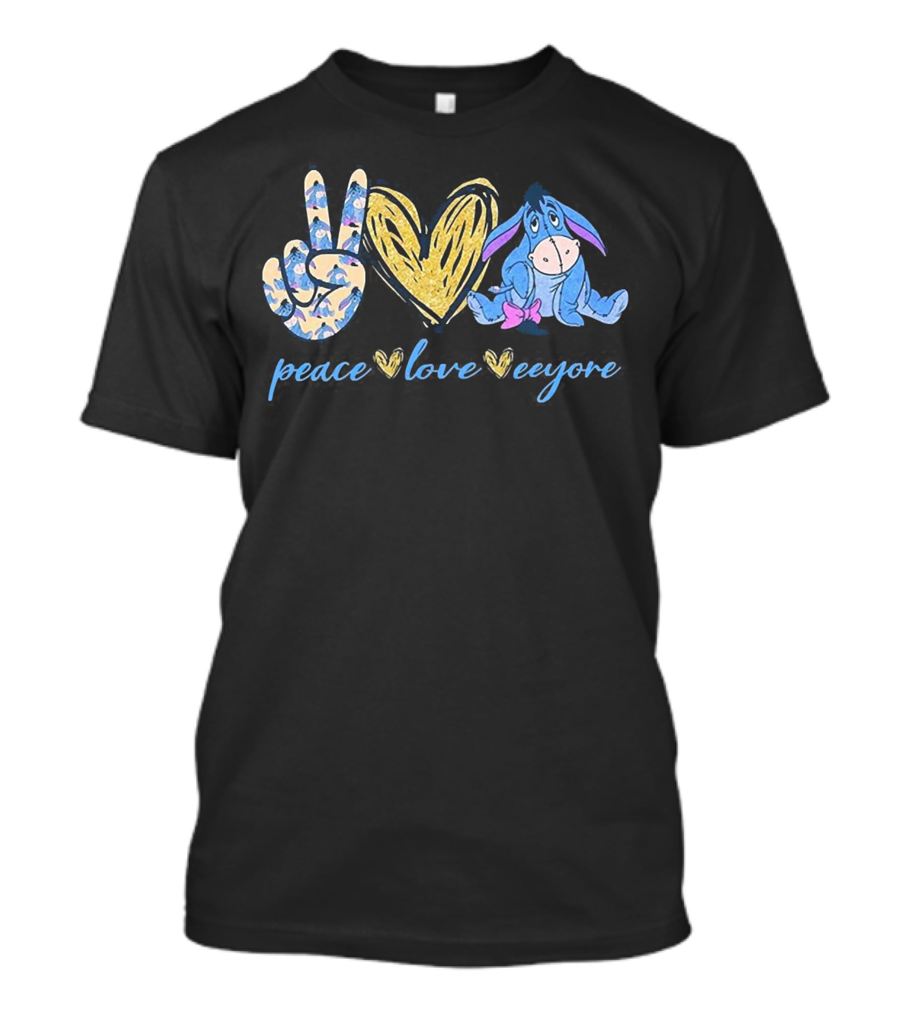 Peace Love Eeyore With Heart And Peace Sign T-Shirt