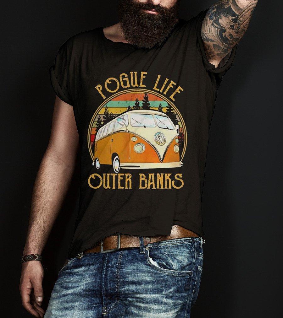Pogue Life Outer Banks Volkswagen Vintage Van Retro Sunset T-Shirt