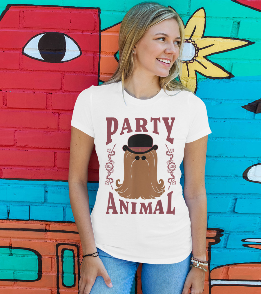Addams Family Cousin It Party Animal Top Hat And Sunglasses T-Shirt