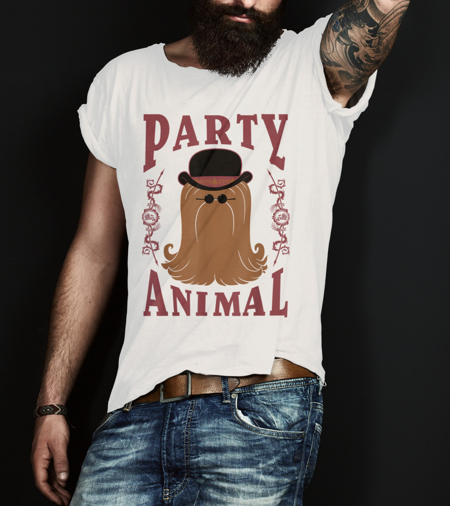 Addams Family Cousin It Party Animal Top Hat And Sunglasses T-Shirt