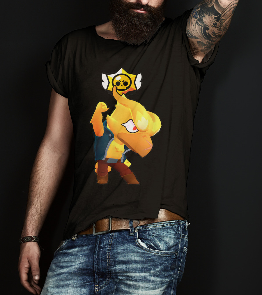 Brawl Stars Crow Character Icon With Skull Star Badge T-Shirt