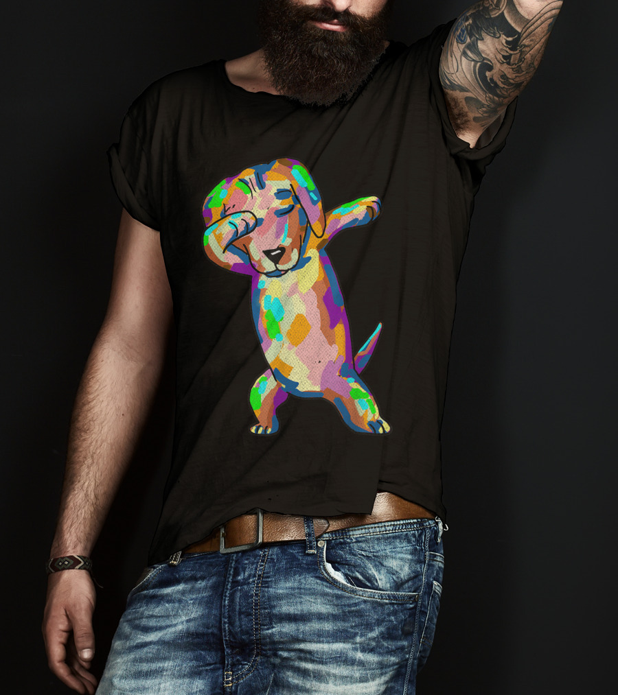 Colorful Dabbing Wiener Dog Funny Dachshund Dab T-Shirt
